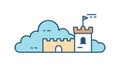 Cloud Castle Fortress for Secure Cloud Computing, vector design Generative AI Royalty Free Stock Photo