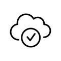 Cloud check mark line icon vector illustration