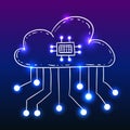 Cloud with circuit board, doodle style Royalty Free Stock Photo