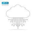 Cloud with circuit lines, Cloud computing. vector illustration