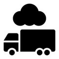 Cloud Based Logistics Glyph Solid Icon