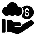 Cloud Based Payroll Glyph Solid Icon