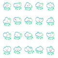 Kawaii cloud emoticon set. Cute clouds facial expressions pack. Emoji icons. Cartoon vector stock. Emoticon chat stickers. Royalty Free Stock Photo