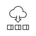 Cloud clusters, icon in line design. Cloud, clusters, network, computing, data, connection, nodes on white background Royalty Free Stock Photo