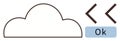 Cloud with coding brackets and confirmation button in minimalistic design Royalty Free Stock Photo