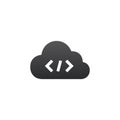 Cloud coding, cloud computing. Vector illustration isolated on white background