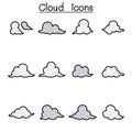 Cloud color line icon set Royalty Free Stock Photo