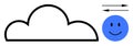 Cloud Communication Concept with Arrows and Smiling Face Symbol Indicating Digital Connectivity Royalty Free Stock Photo