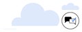 Cloud Communication Concept with Chat Bubbles and Verification Checkmark in Circle Royalty Free Stock Photo