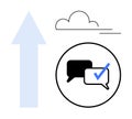 Cloud Communication Concept with Verified Messaging Symbol and Upward Arrow Royalty Free Stock Photo
