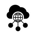 Cloud, communication, connectivity icon. Black vector graphics Royalty Free Stock Photo