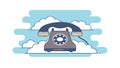 Cloud Communication: Vintage Phone, Remote Connection, Retro Messaging, vector design Generative AI Royalty Free Stock Photo