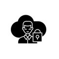 Cloud communications black icon, vector sign on isolated background. Cloud communications concept symbol, illustration