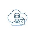 Cloud communications line icon concept. Cloud communications flat vector symbol, sign, outline illustration.