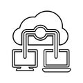 Cloud, computer, connection outline icon. Line art vector Royalty Free Stock Photo