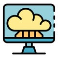 Cloud on computer screen icon color outline vector Royalty Free Stock Photo
