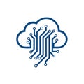 Cloud Computing with AI Circuit Technology Icon Royalty Free Stock Photo