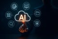 Cloud computing with ai core connecting analytics files security and web systems Royalty Free Stock Photo