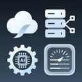 Cloud Computing, AI, Data Storage, and System Monitoring Icons - Technology and IT Business Royalty Free Stock Photo