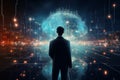 Cloud computing, AI, and global connectivity converge in a tech savvy businessman\'s world Royalty Free Stock Photo