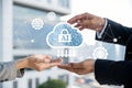 Cloud Computing and AI: Virtual Data Management and Business Strategy Royalty Free Stock Photo