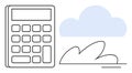 Cloud Computing and Analytics Concept with Calculator and Simplified Cloud Design Royalty Free Stock Photo