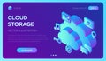 Cloud computing. Cloud with apps. Data storage device,media server. Web hosting and cloud technology. Backup, copy, migrate data Royalty Free Stock Photo