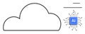 Cloud Computing and Artificial Intelligence Concept with Circuit and AI Chip Icon Design Royalty Free Stock Photo