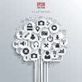 Cloud computing background with web icons. Social network. Mobile app. Infographic elements. Royalty Free Stock Photo