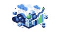 Cloud Computing Big Data Analytics Isometric Vector Illustration Royalty Free Stock Photo