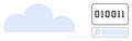 Cloud computing with binary code and search bar emphasizing data storage and online search functions Royalty Free Stock Photo