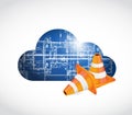 cloud computing blueprint and cones. Royalty Free Stock Photo