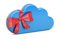 Cloud computing with bow and ribbon, gift concept. 3D rendering Royalty Free Stock Photo