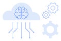 Cloud Computing with Brain and Gear Connection Representing AI and Technology Integration Royalty Free Stock Photo