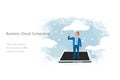 Cloud computing for business, concept. Layout with space for text