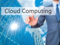 Cloud Computing - Businessman press on digital screen. Royalty Free Stock Photo