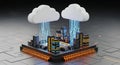 Cloud Computing Cityscape on CPU - Digital Data Network Infrastructure Concept Royalty Free Stock Photo