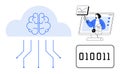 Cloud Computing Brain Technology AI Data Transfer and Online Learning Concept Royalty Free Stock Photo
