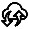 Cloud computing, cloud data Bold Outline vector icon which can be easily modified do edit Royalty Free Stock Photo