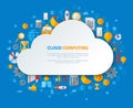 Cloud Computing with Cloud Frame and Flat Icons. Royalty Free Stock Photo
