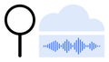 Cloud Data Search and Audio Analysis Concept with Magnifying Glass Icon and Sound Wave Elements Royalty Free Stock Photo