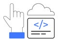 Cloud Computing and Coding Concept with Hand Gesture and Code Symbol Royalty Free Stock Photo