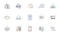 Cloud computing, Cogwheel and Accounting wealth line icons for website, printing. For design. Vector