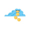 Cloud computing with coins money Royalty Free Stock Photo