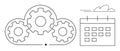 Cloud Computing Collaboration with Calendar Scheduling and Workflow Gears Concept Royalty Free Stock Photo