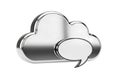 Cloud computing and communication concept with silver cloud icon and speech bubble Royalty Free Stock Photo