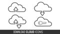 Download cloud icons set. Vector illustration. EPS 10 Royalty Free Stock Photo