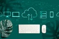 Cloud computing with a computer keyboard Royalty Free Stock Photo