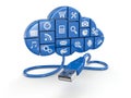 Cloud computing concept. Apps and usb. Royalty Free Stock Photo