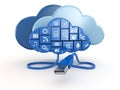 Cloud computing concept. Apps and usb. Royalty Free Stock Photo